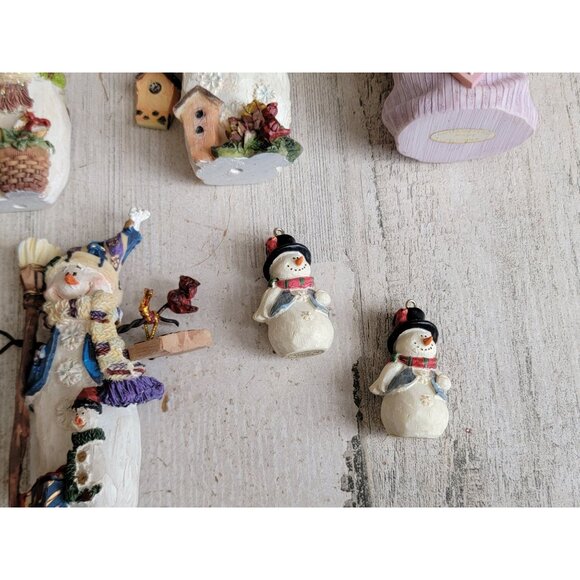 Snowman rustic variety birdhouse apple ornament Xmas set - Picture 3 of 6